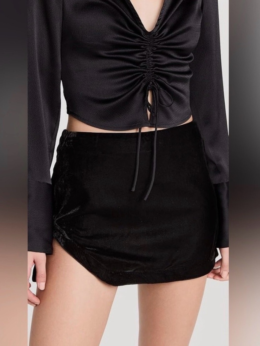 Free People Black Velvet Mini Skirt 10 NWOT